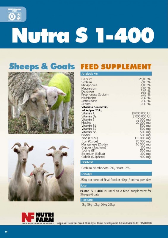 Nutra S 1-400 for Sheeps & Goats